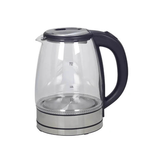 Electric Kettle Glass 1.8L Stainless Steel Bottom with Blue LED Light Coffee Pot 360 Degree Rotation Kettle